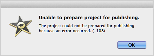 iMovie Error 108