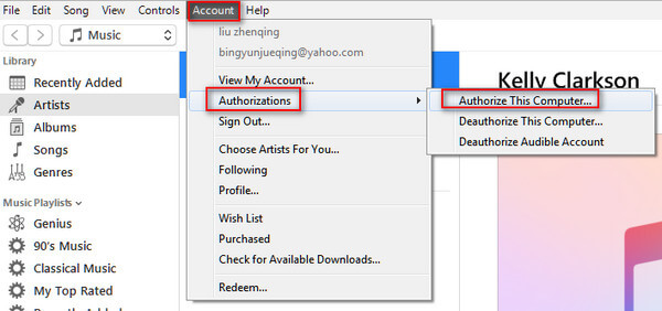 Authorize iTunes