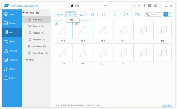 Export music to iPod touch