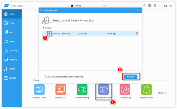 Extract contacts from iPhone backup