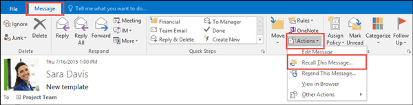 Recall This Message in Outlook 2016