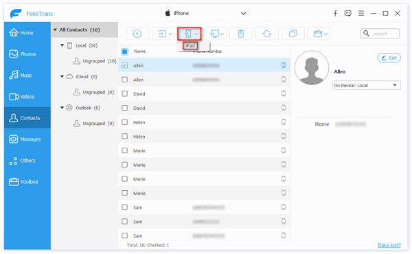 Sync contacts from iPhone to iPad