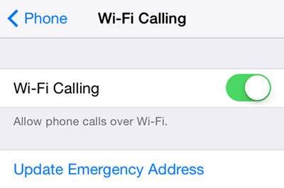 Toggle on Wi-Fi Calling