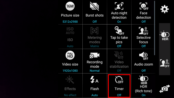 Enable Android Camera Timer