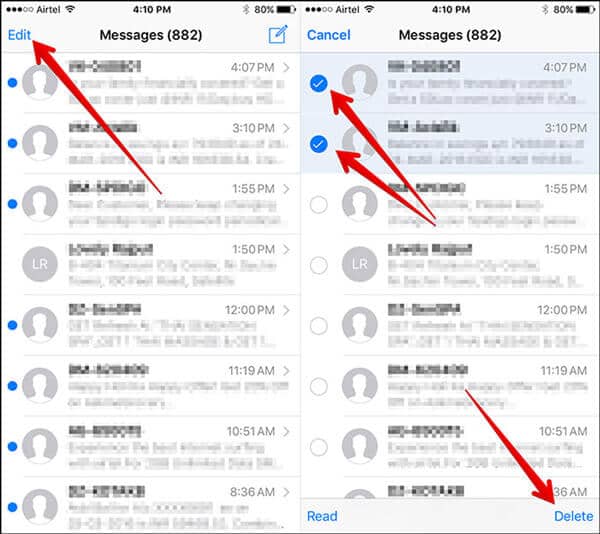 Delete Messages from iPhone