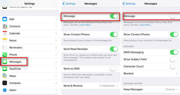 Disable iMessage