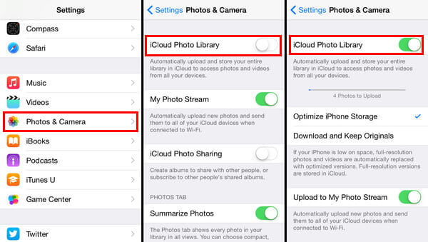 Enable iCloud Photo Library