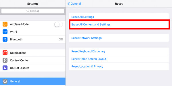 Erase iPad All Content and Settings