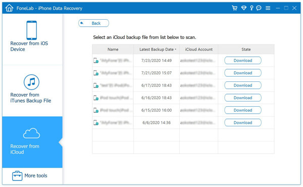 FoneLab Download iCloud Backup File