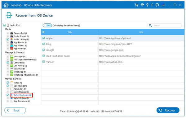 Recover iPhone Safari Bookmark