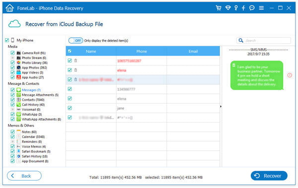 Preview and Recover Data from iCloud Backup