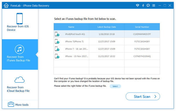 Select iTunes Backup Files