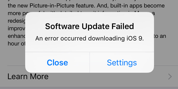 Software Update failed