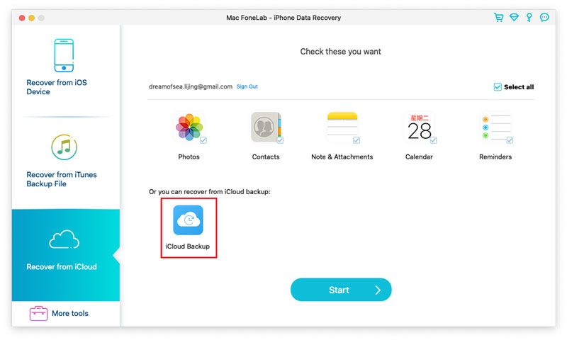 Fonelab Scan iCloud Backup