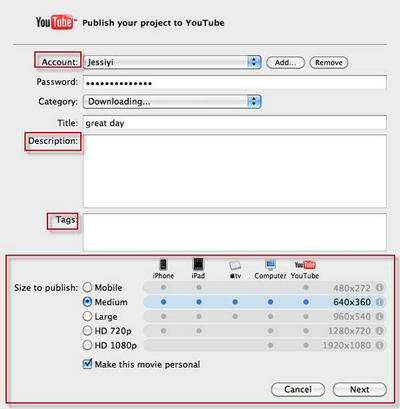 Upload iMovie Video to Youtube