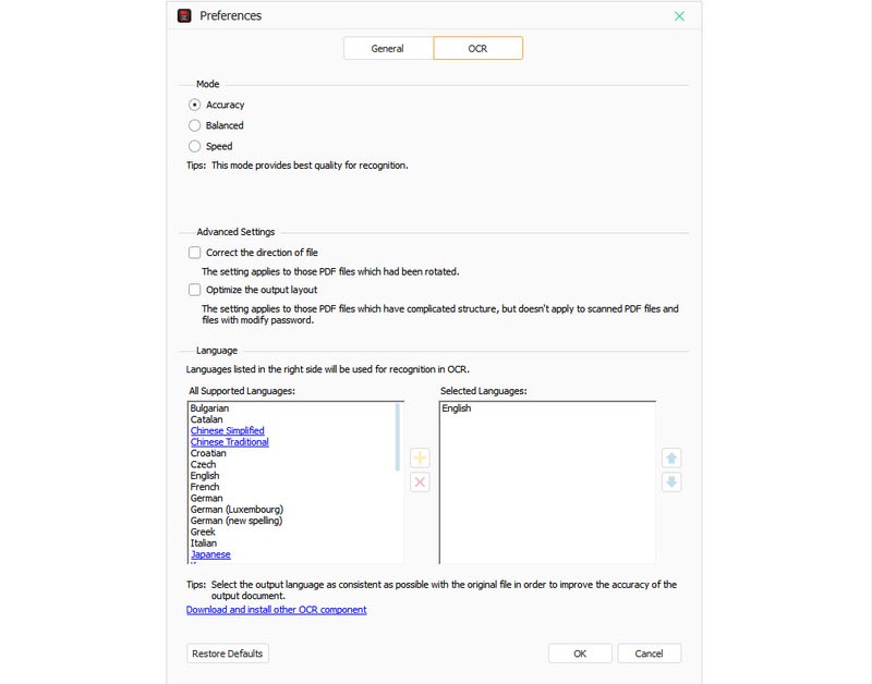 OCR Settings