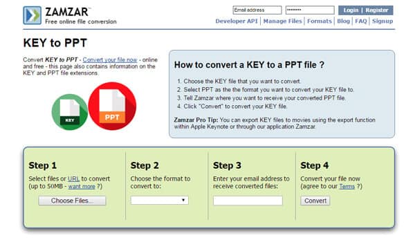 Convert Keynote to PowerPoint with Zamzar