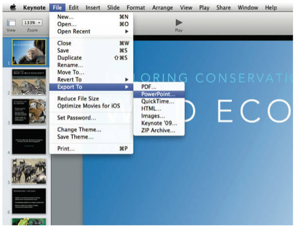Export Keynote to PowerPoint