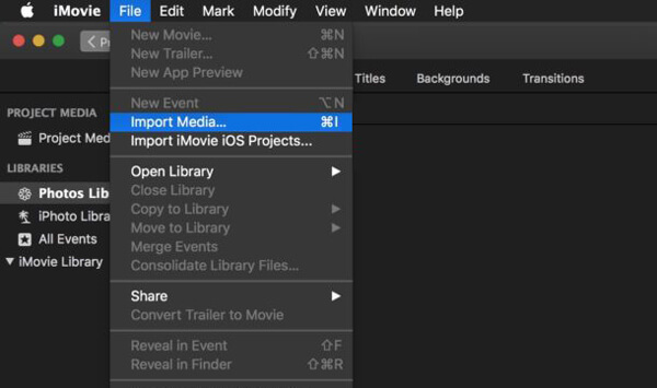 iMovie Inport Media