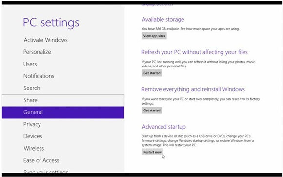 Restart Toshiba laptop Windows 8