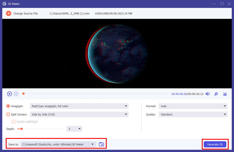Aiseesoft Save to Generate 3D