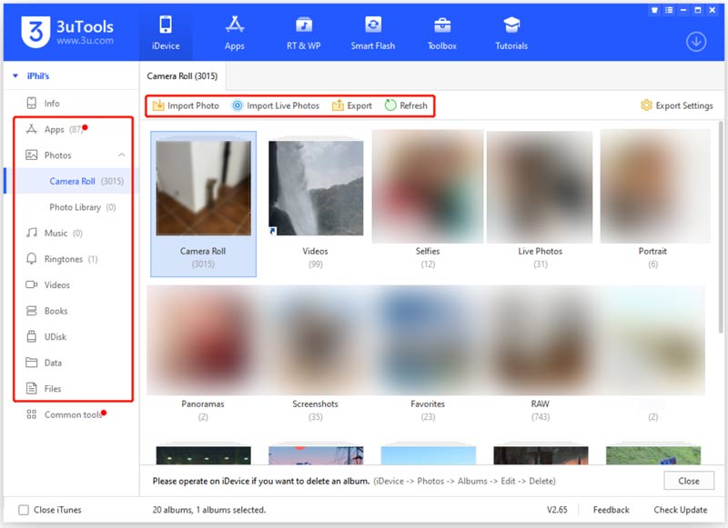 3uTools Manage iPhone Photos