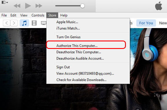 Authorize Computer  on iTunes