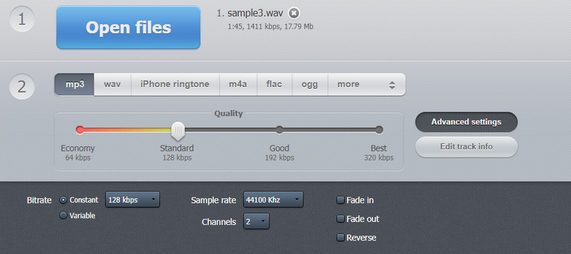 Online Audio Converter Interface