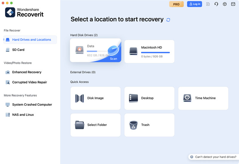 Launch Wondershare Recoverit Data Recovery