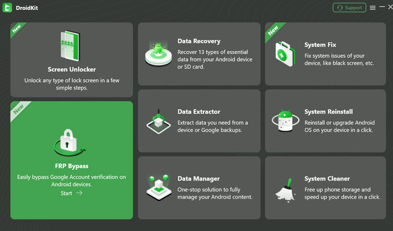 Select Bypass FRP on Droidkit