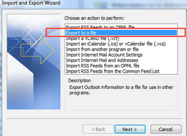 Select Export to a File