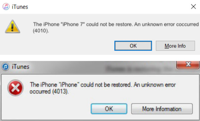 iTunes Error 4010 4013