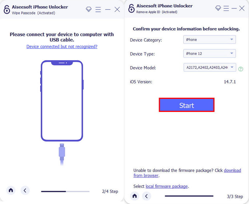 Aiseesoft iPhone Unlocker Connect Start