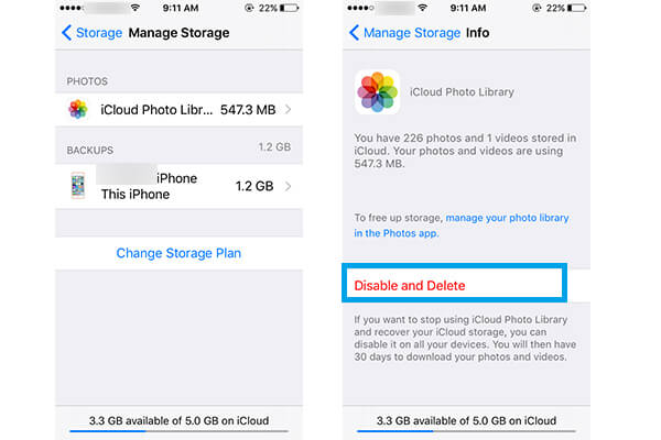 Disable iCloud Photo Library