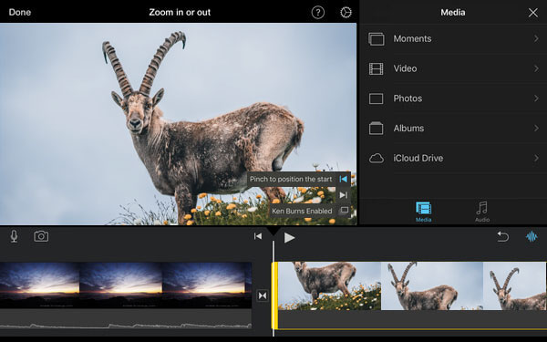 Ken Burns Effect in iMovie iOS