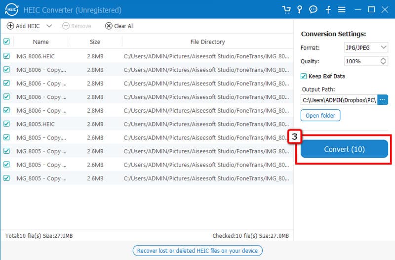 Save Converted HEIC File