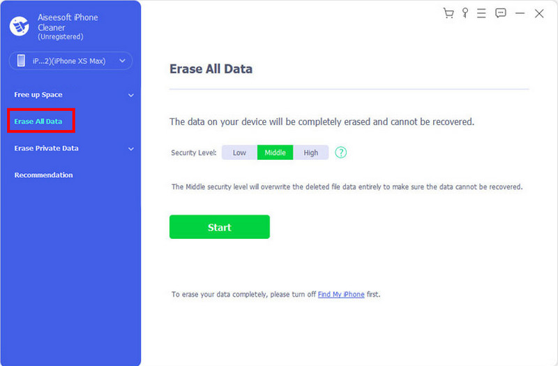 Aiseesoft iPhone Cleaner Erase All Data