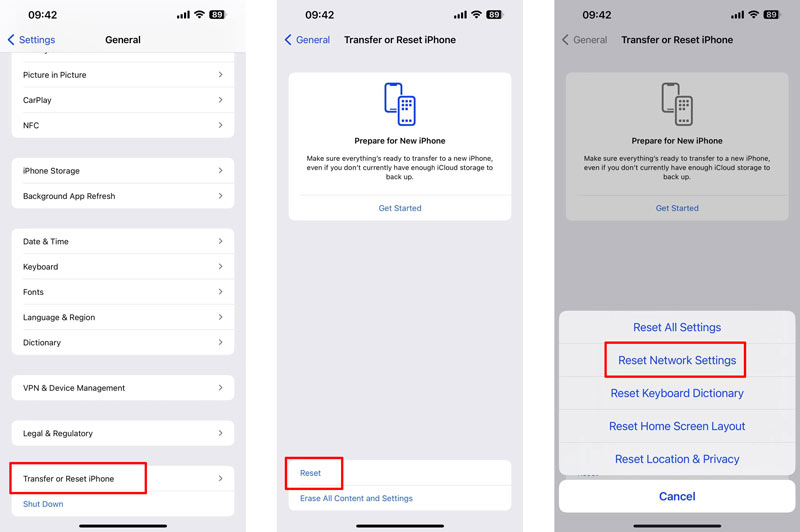 Reset Network Settings on iPhone 800