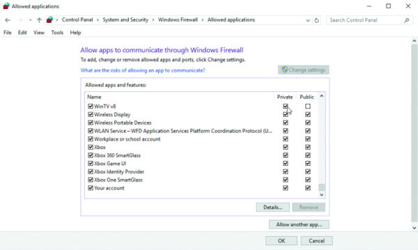 Allow apps to communicate through windows firewall