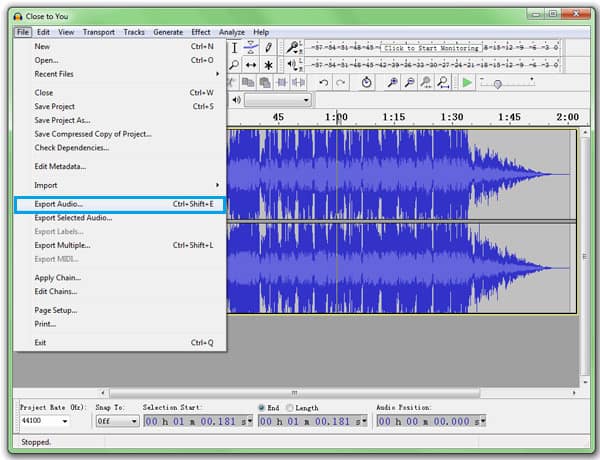 Export MP3 Audio