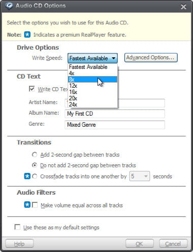 Audio CD Options