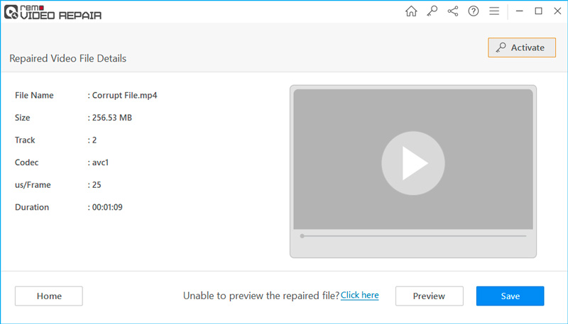 Remo Video Repair Preview Save