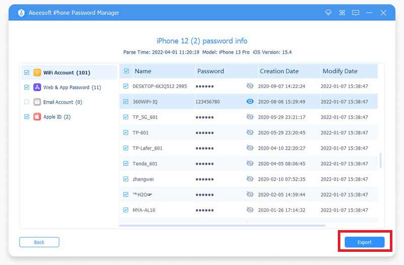 Backup Passwords