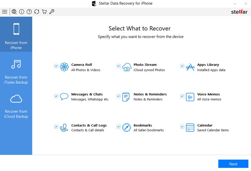 Stellar Data Recovery For Iphone Select Data Types