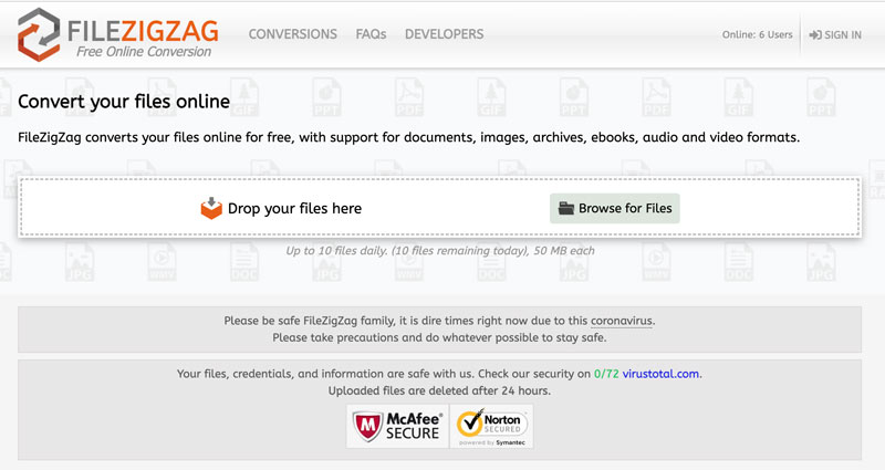 FileZigZag Online Converter