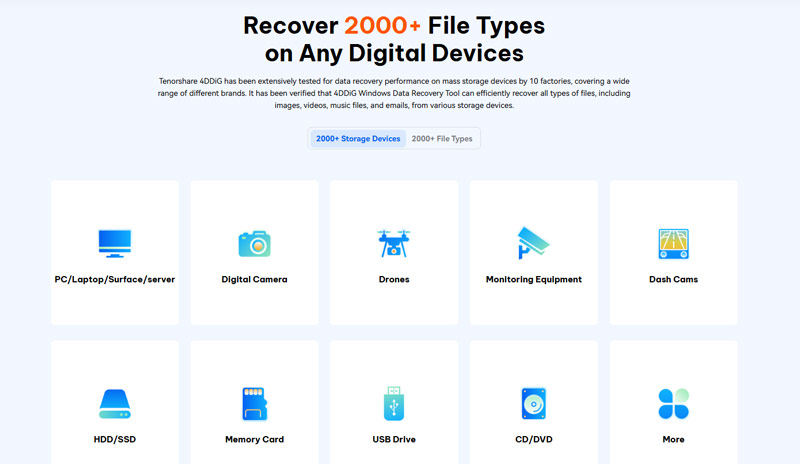 Tenorshare 4ddig Data Recovery Pros