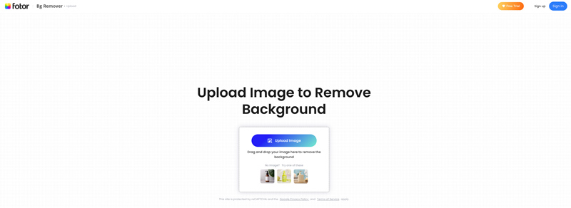 Upload Image ot Fotor Transparent PNG Maker Online