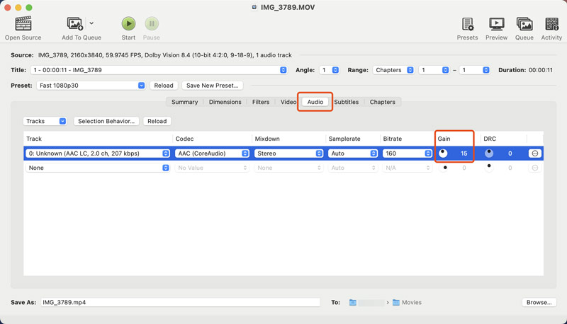 Video Audio Booster Handbrake