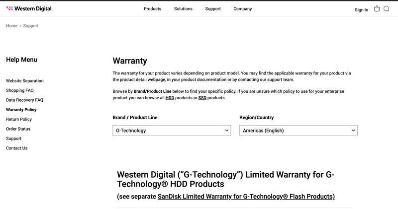 Western Digital Warranty Policy