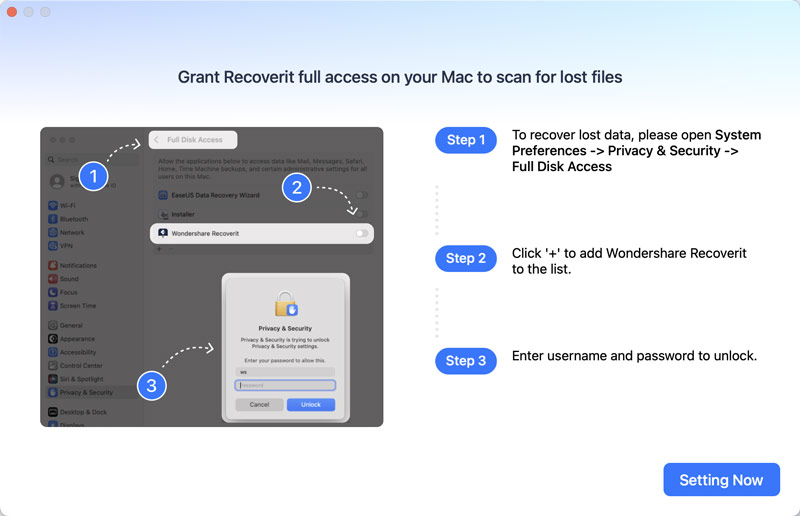 Grant Wondershare Recoverit Full Access Mac